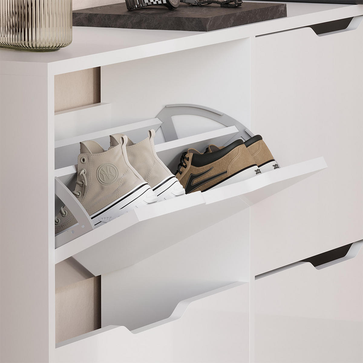 SKLÁPAČ TOPÁNOK Luca Biela/biela s vysokým leskom - biela s vysokým leskom, kompozitné drevo (116.6/72.5/22cm) - Vicco