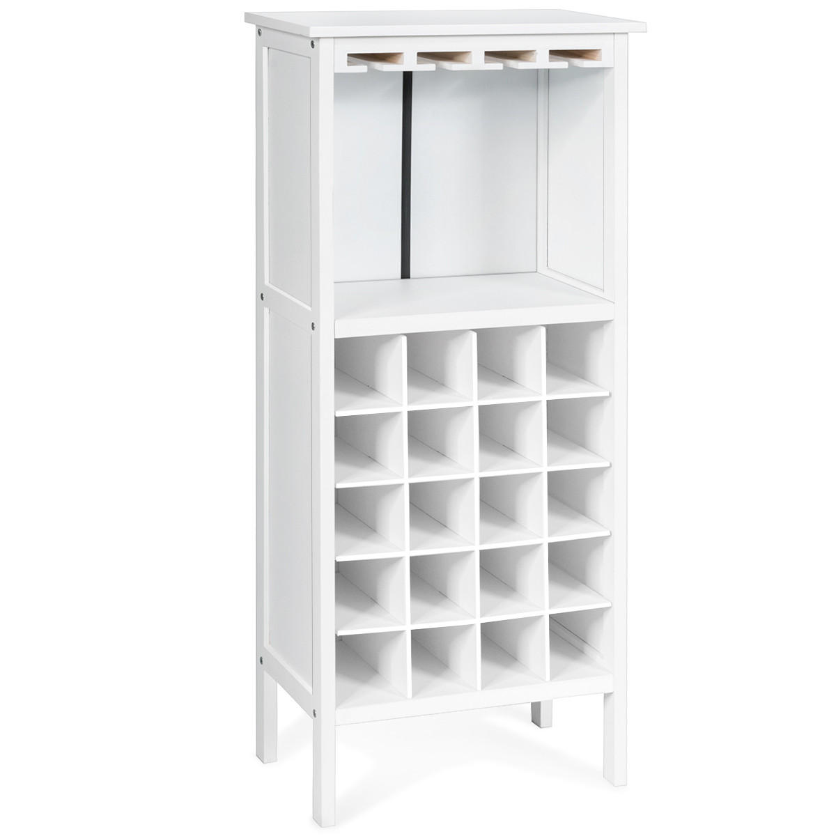 WEINSCHRANK für 20 Flaschen Weiß - Weiß, Holz (25/96/42cm) - COSTWAY