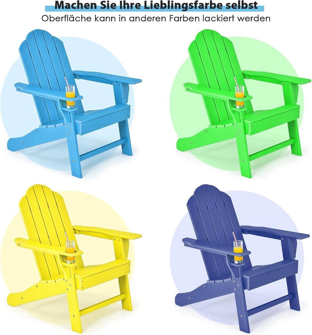 GARTENSTUHL Adirondack Weiß - Weiß, Kunststoff (89/99/78cm) - COSTWAY