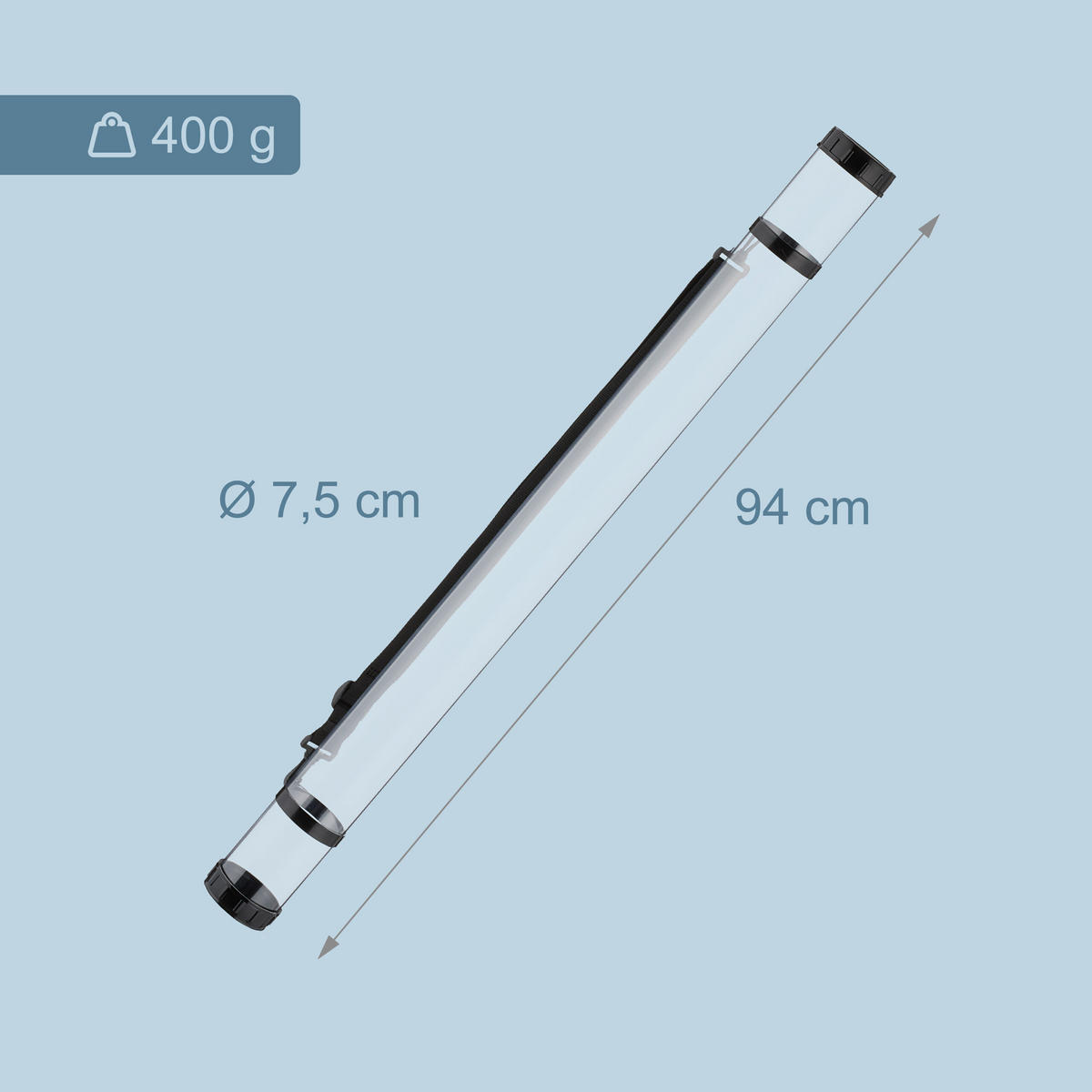 PLAGÁTOVÁ rúrka - priehľadné, plast (7.5/64/7.5cm) - Relaxdays