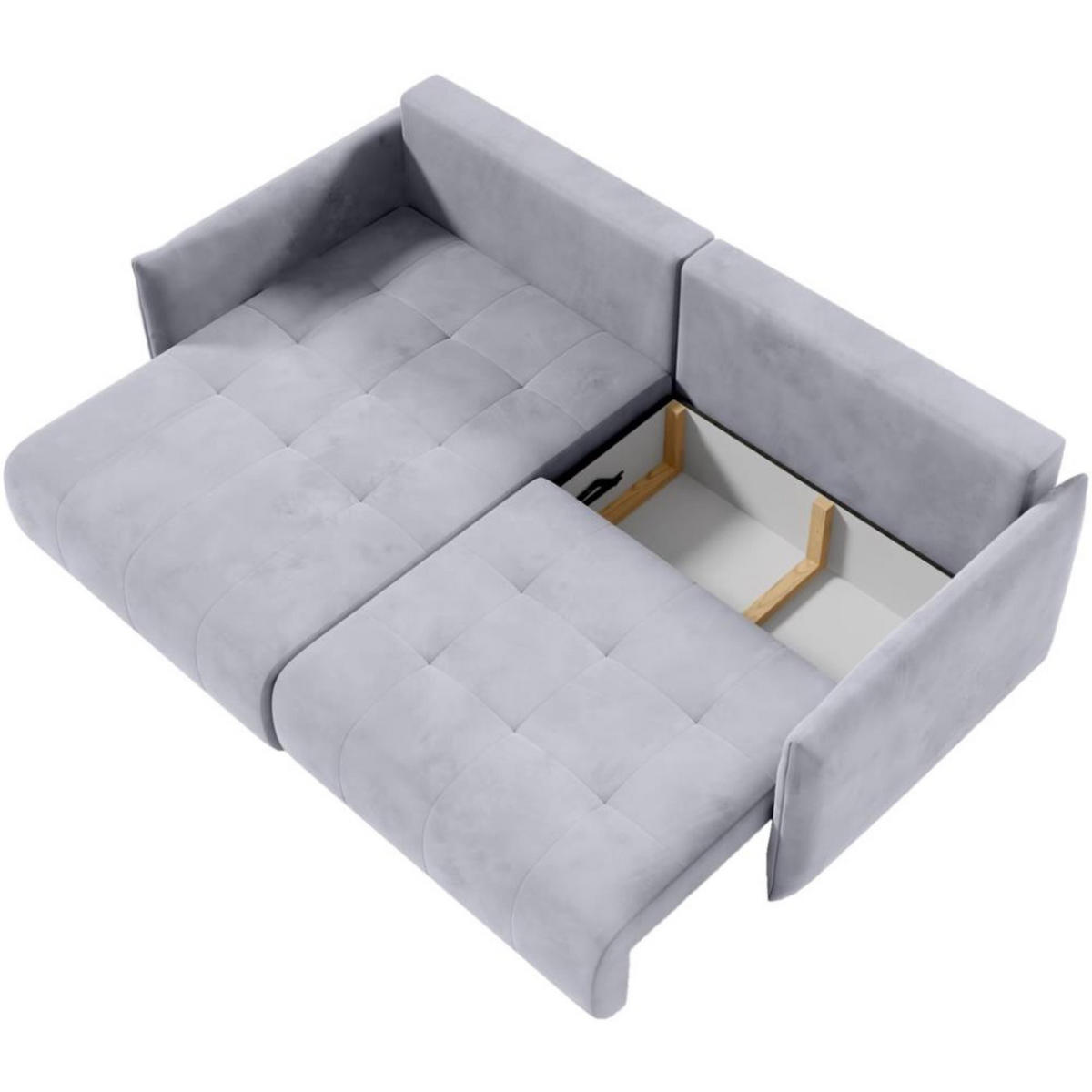 ECKSCHLAFSOFA Henry Mini hellgrau links - Hellgrau/Schwarz, Kunststoff/Textil (221/153cm) - Beautysofa