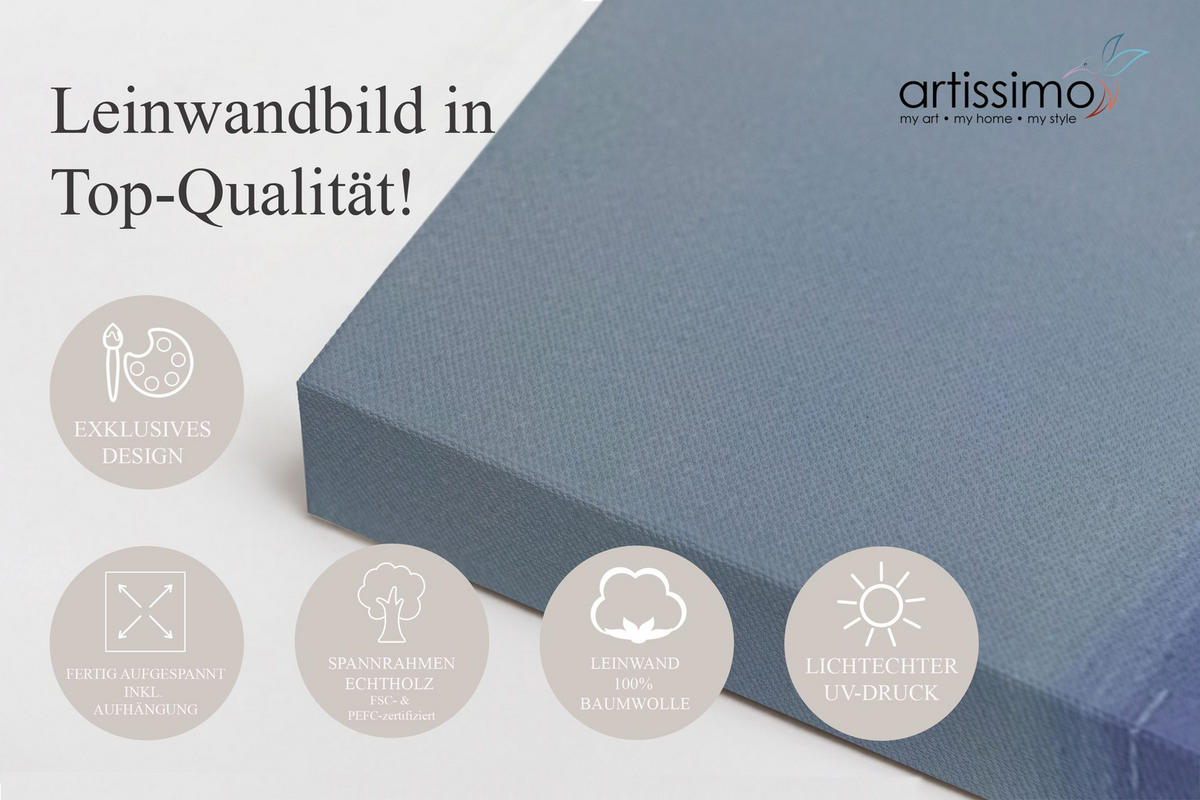 LEINWANDBILD 50x70 cm Strand blau Bild Wohnzimmer - Beige, Textil (50/70cm) - artissimo