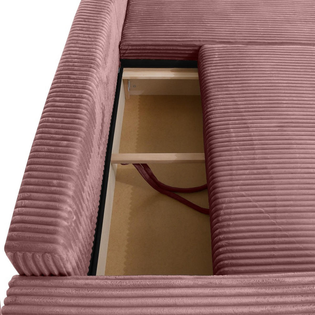 ECKSCHLAFSOFA Porto mit universelle Ottomane, Rosa - Schwarz/Rosa, Textil (288/190cm) - Beautysofa