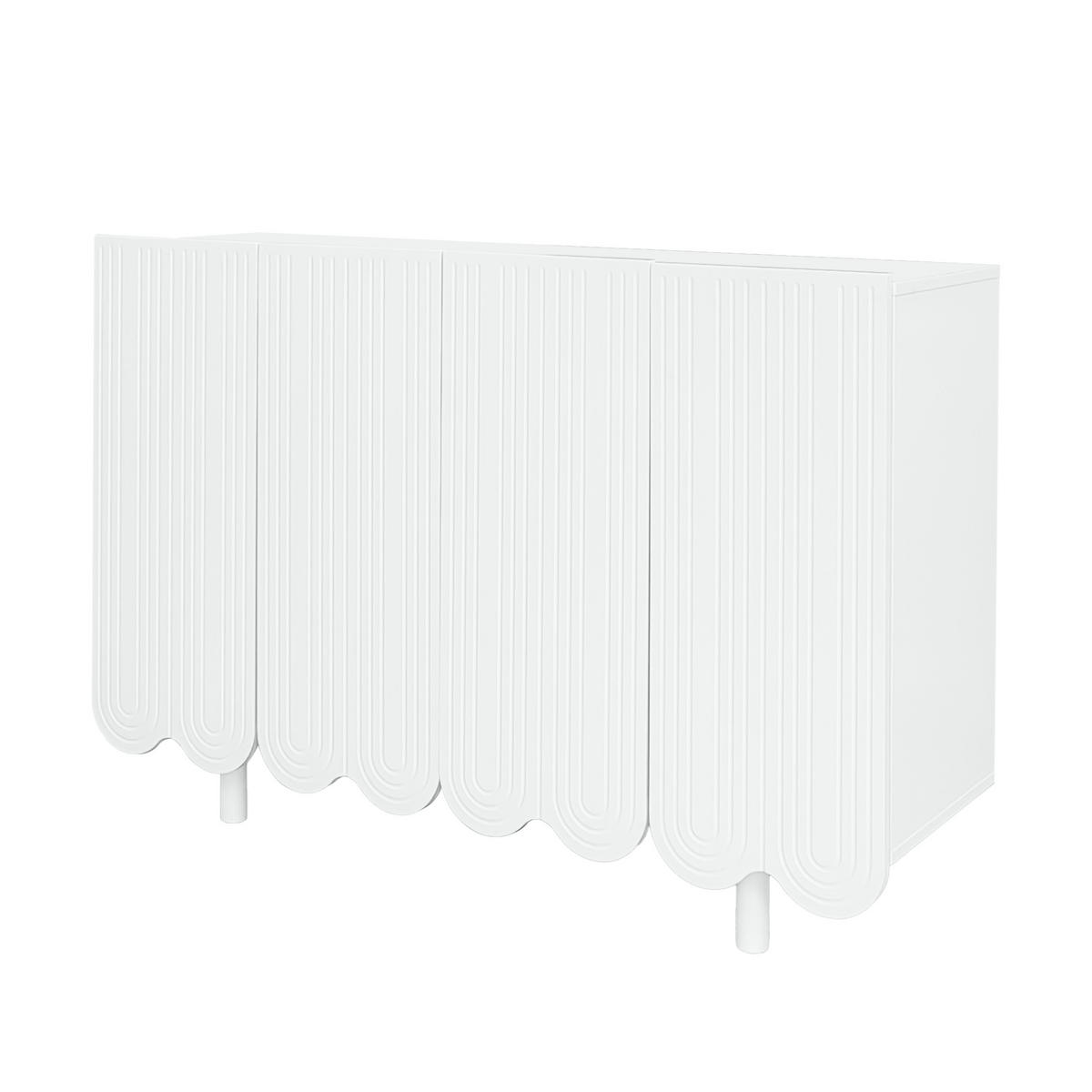 SIDEBOARD 120/37,5/80,8 cm Weiß aus MDF mit 4 Türen - Weiß, Holzwerkstoff (120/80.8/37.5cm) - OKWISH