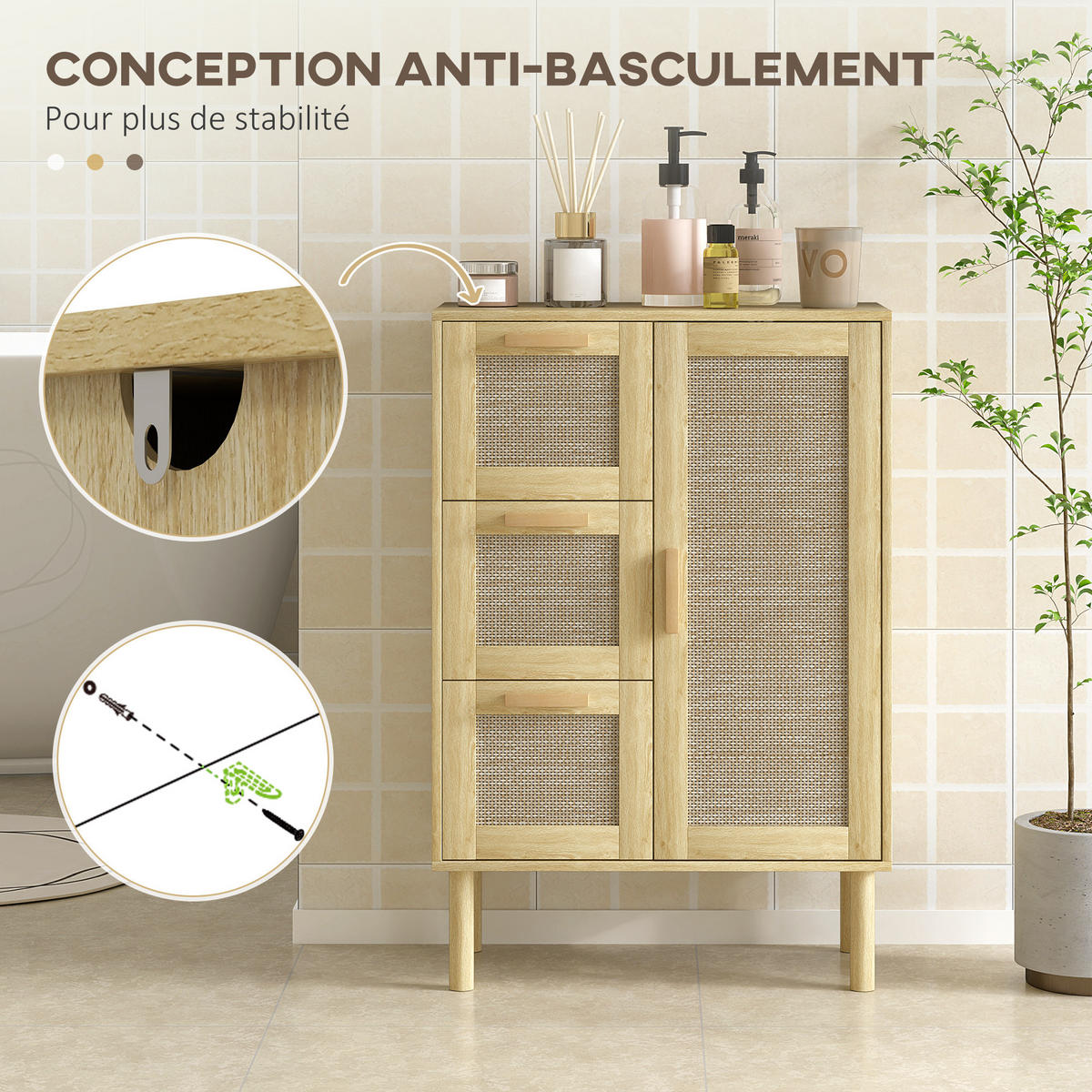BADEZIMMERSCHRANK DE-17318 - Eichefarben, Holzwerkstoff (30/82/55cm) - ComfortXL