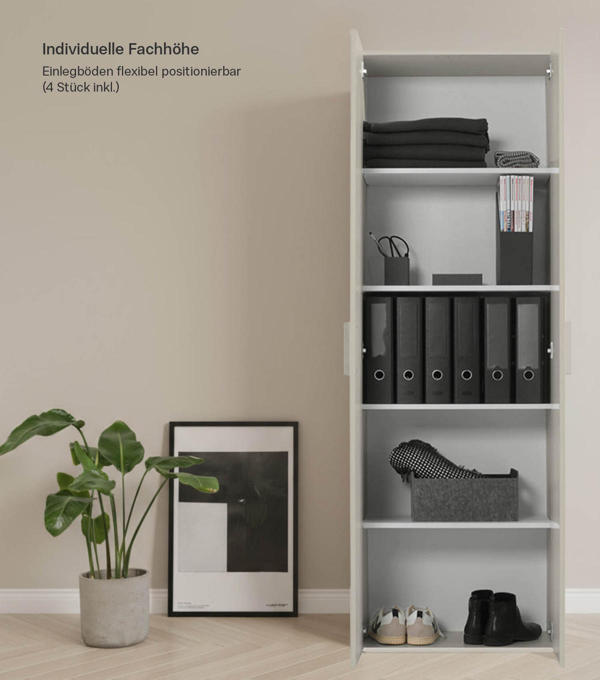 MEHRZWECKSCHRANK Der Lange - Beige, Holzwerkstoff (60/180/34cm) - Mokebo