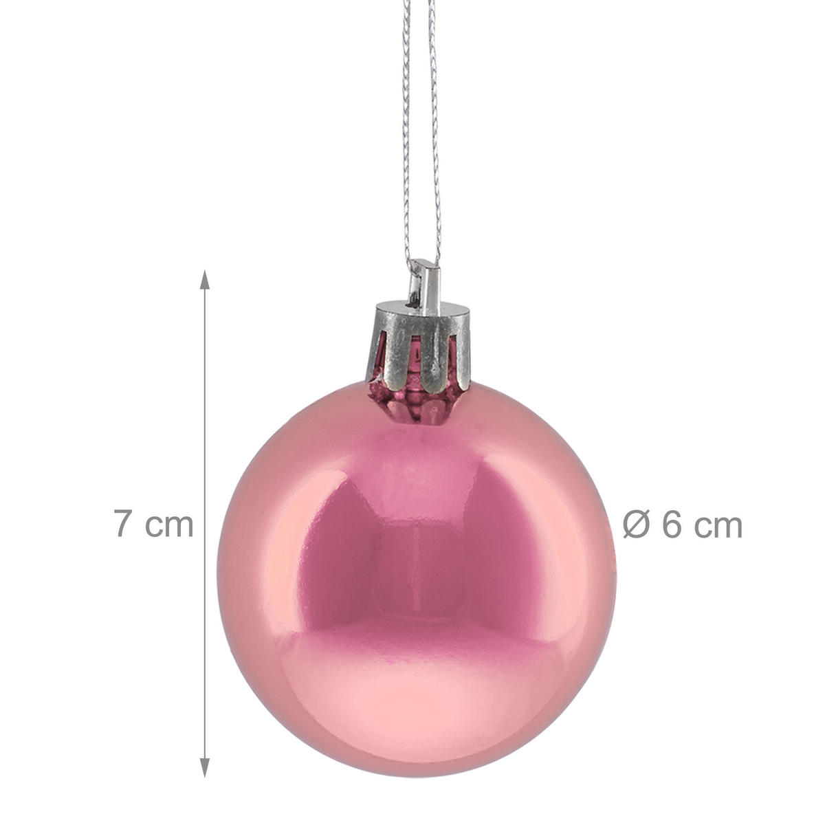 50XWEIHNACHTSKUGELN - Rosa, Kunststoff (6/7/6cm) - Relaxdays
