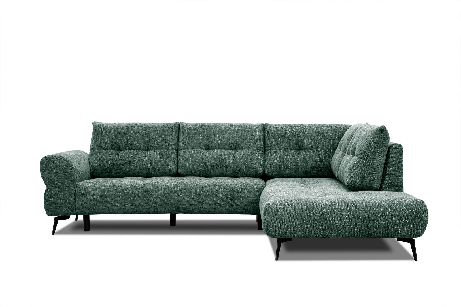 ECKSOFA SALVINI 5-Sitzer, smaragdgrün - Smaragdgrün/Schwarz, Holzwerkstoff/Textil (292/158cm) - Courtois Laville