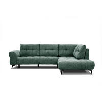 ECKSOFA SALVINI 5-Sitzer, smaragdgrün - Smaragdgrün/Schwarz, Holzwerkstoff/Textil (292/158cm) - Courtois Laville