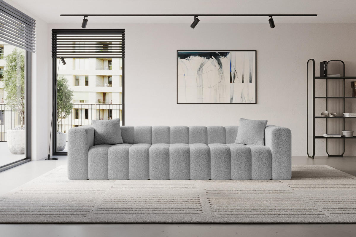 POHOVKA 3-MÍSTNÁ DONY-3 315x90x71 cm Světle šedá Buklé - černá/stříbrná, kompozitní dřevo/textil (315/71/90cm) - ALTDECOR