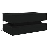 COUCHTISCH Moderner 90/50/40 cm aus Holzwerkstoff Schwarz Eichen-Optik mit Led-Leuchten - Schwarz, Holz (50/90/40cm) - vidaXL