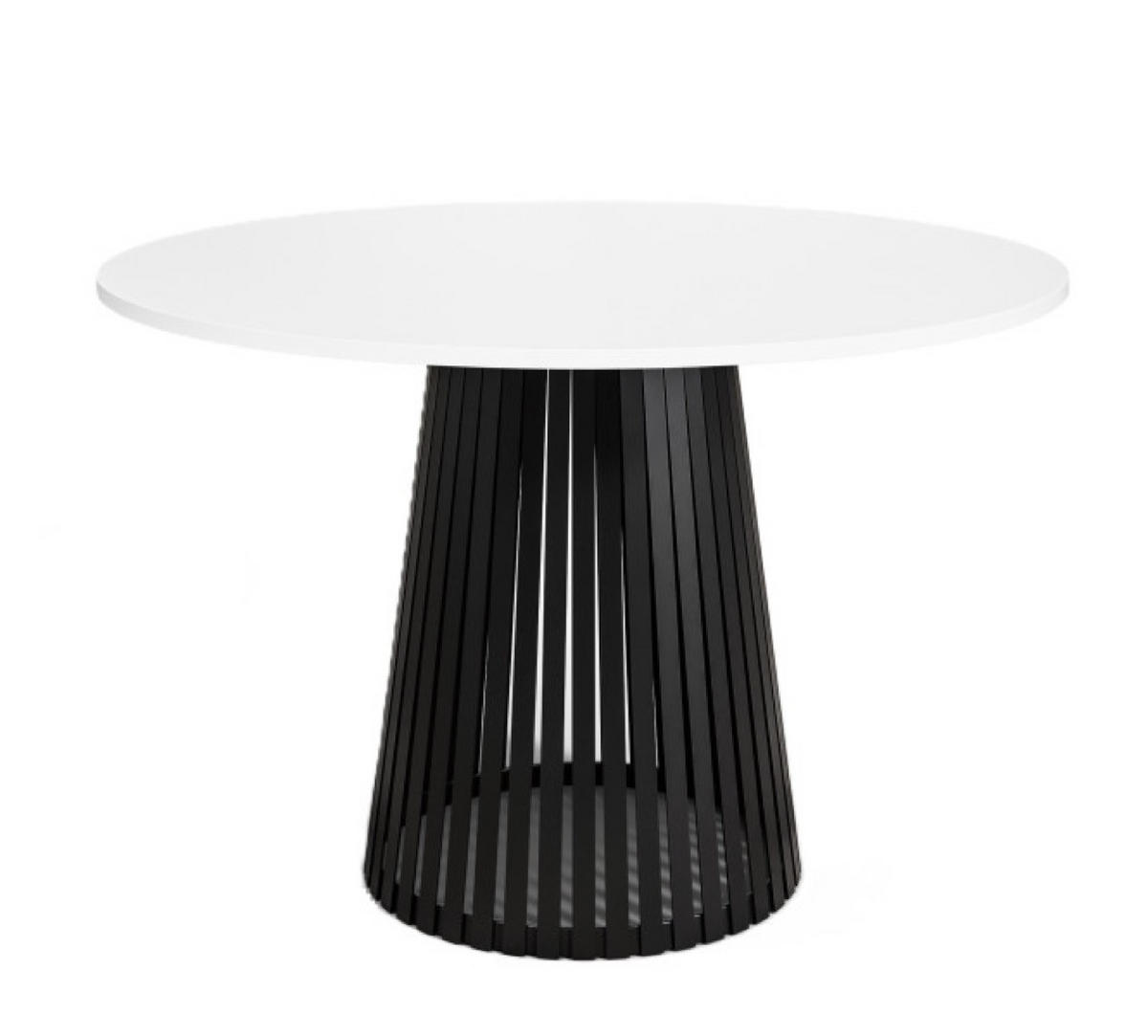 TISCH Weiß VIV Mit Lamellen Rund 110 cm - Schwarz/Weiß, Holzwerkstoff (110/110/76cm) - Sepro Meble