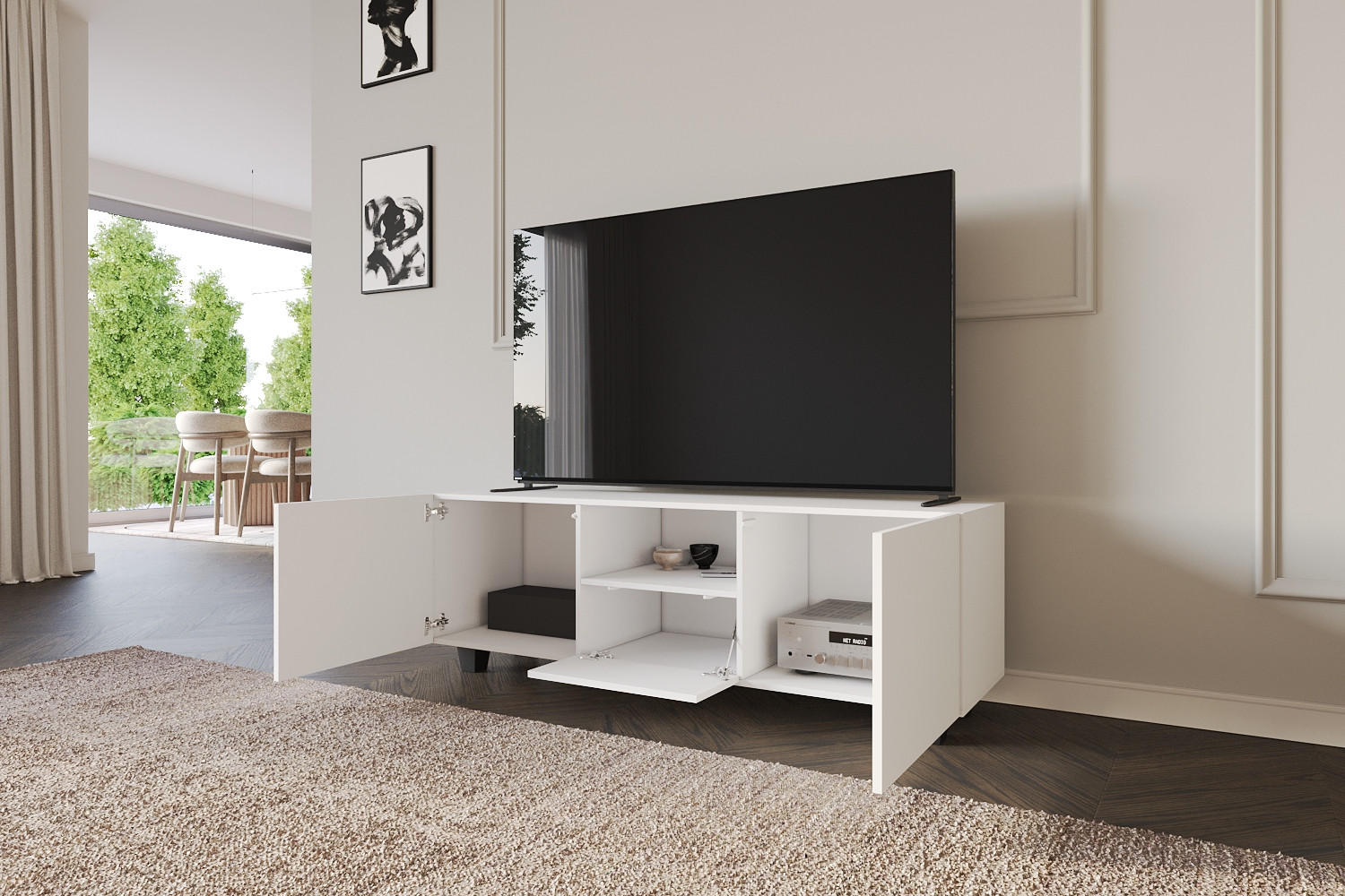 LOWBOARD ELIO-S 140x50x41 cm - Weiß - Schwarz/Weiß, Holzwerkstoff (140/50/41cm) - ALTDECOR