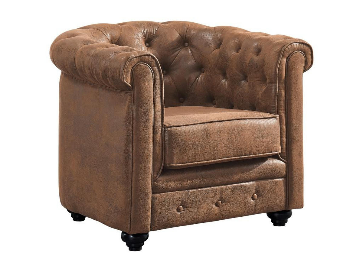 SESSEL - Microfaser - Vintage-Look - CHESTERFIELD - Braun, Textil (78/72/82cm) - Vente-Unique