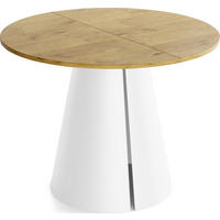 ESSTISCH Lamio runder ausziehbarer, Eiche Hell Braun 100-180/100/76 cm - Eichefarben/Weiß, Holzwerkstoff/Metall (100/100/76cm) - WFL GROUP