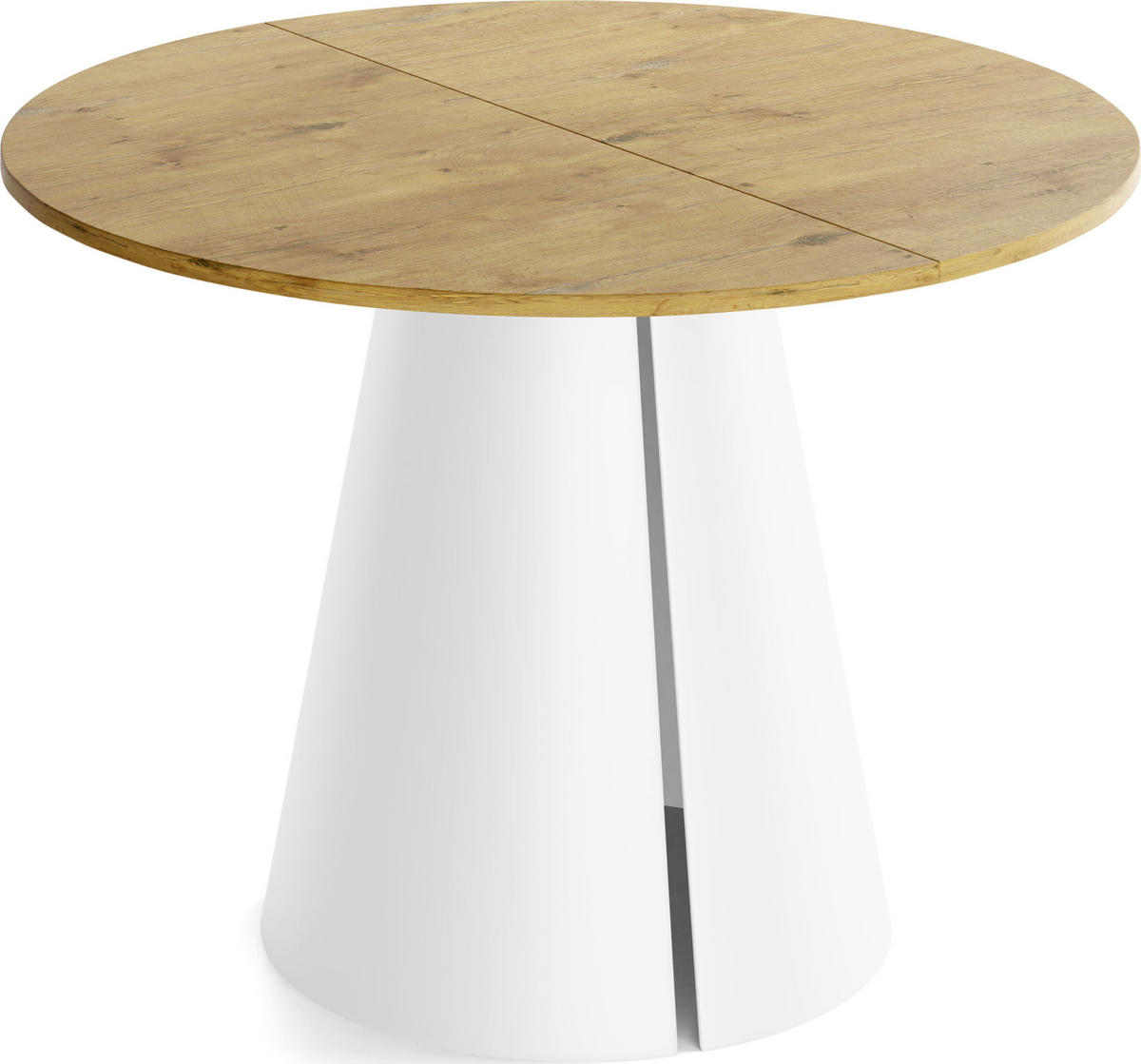 ESSTISCH Lamio runder ausziehbarer, Eiche Hell Braun 100-180/100/76 cm - Eichefarben/Weiß, Holzwerkstoff/Metall (100/100/76cm) - WFL GROUP