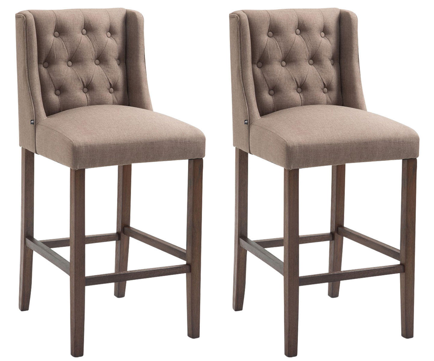 BARHOCKER 2er Set Stoff taupe - Taupe, Holz/Textil (56/111/51cm) - CLP