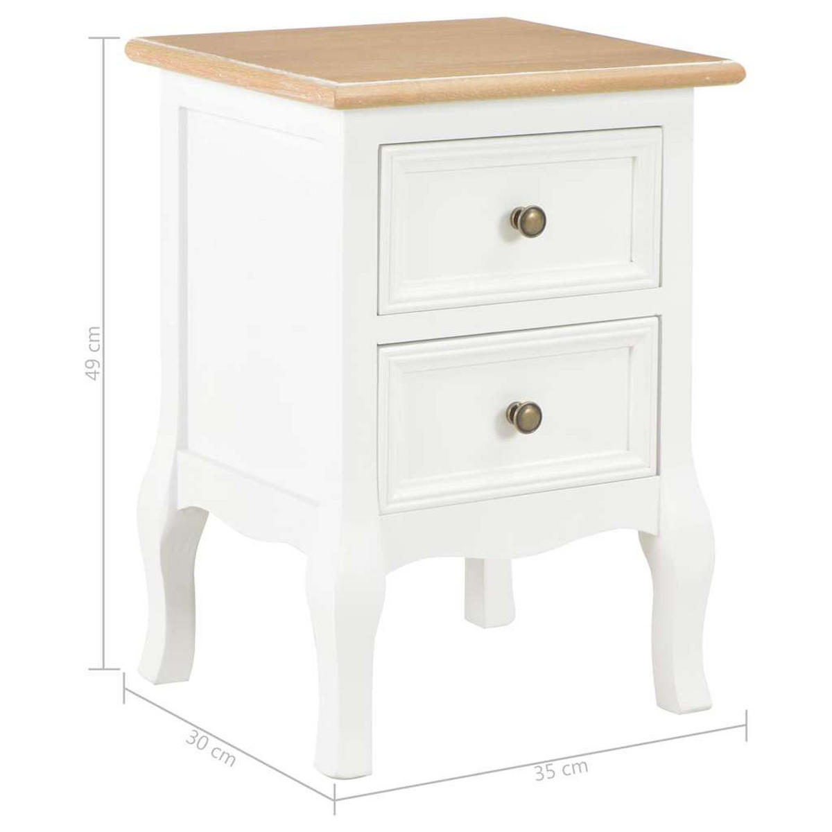 NACHTTISCHE 2Er Set Weiss 35/30/49 Cm Mdf - Weiß, Holzwerkstoff (30/49/35cm) - vidaXL