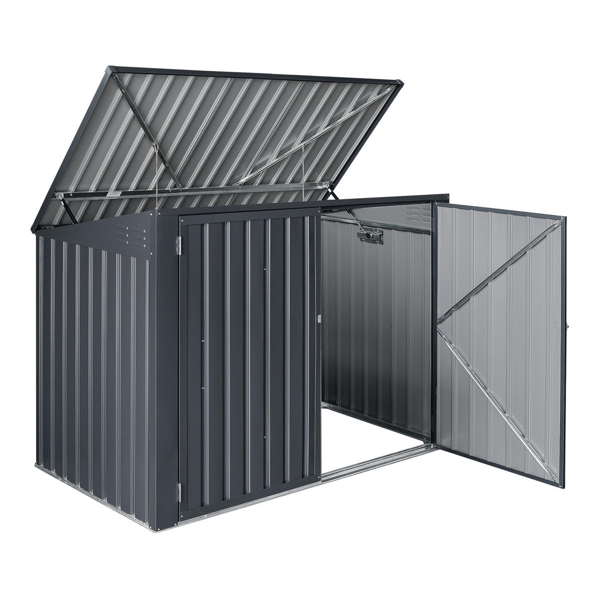 MÜLLTONNENBOX Grebin - Dunkelgrau, Metall (173/131/101cm) - [en.casa]