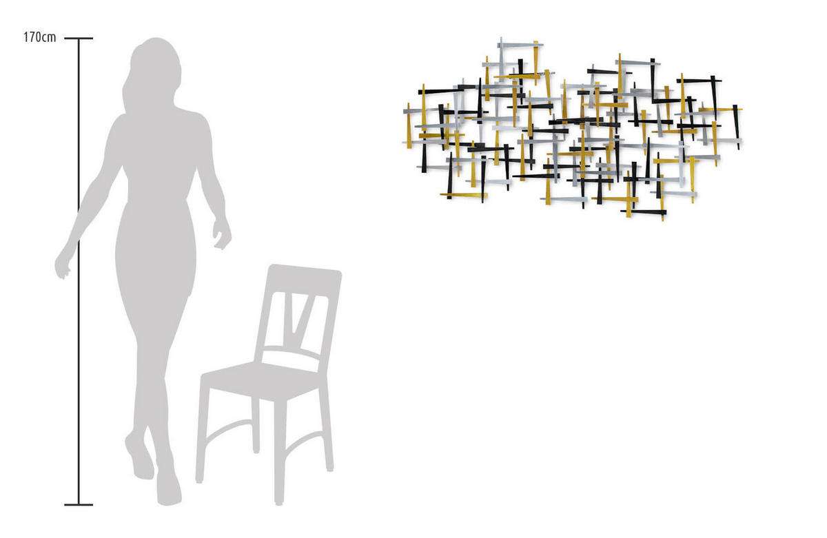 WANDDEKO Gold 108/60 cm - Goldfarben, Metall (3.89/60/4cm) - KUNSTLOFT