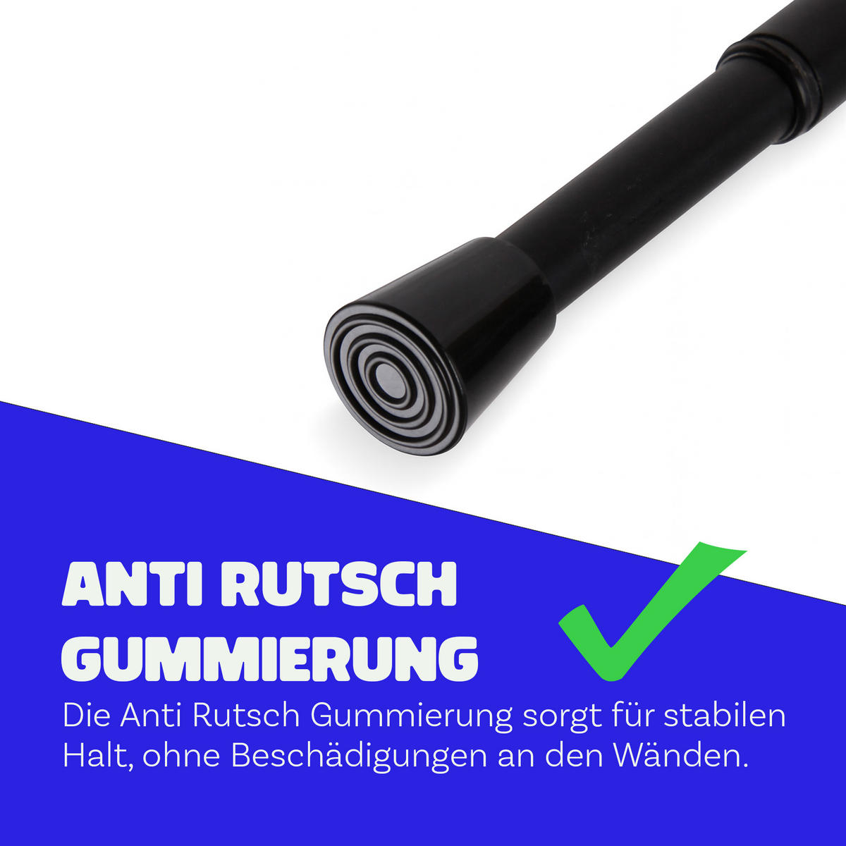VERSTELLBARE Vorhangstange - Spannstange zum Klemmen Schwarz Ø10/13 mm 60-90 cm - Schwarz, Metall (60cm) - Bestlivings