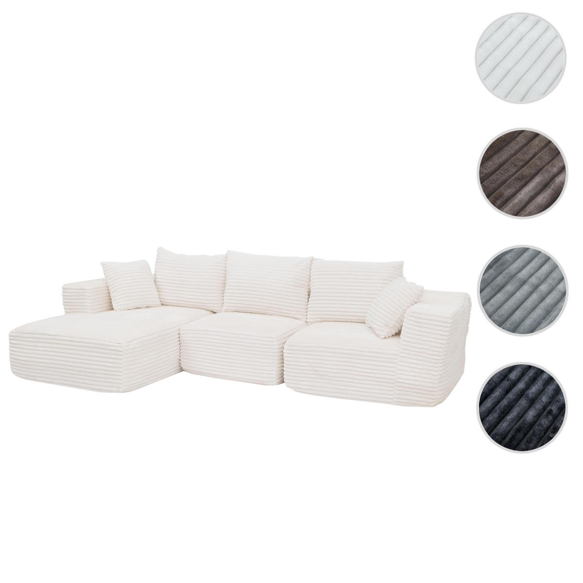 SOFA-GARNITUR Weiß - Weiß, Textil (276/58/154cm) - MCW