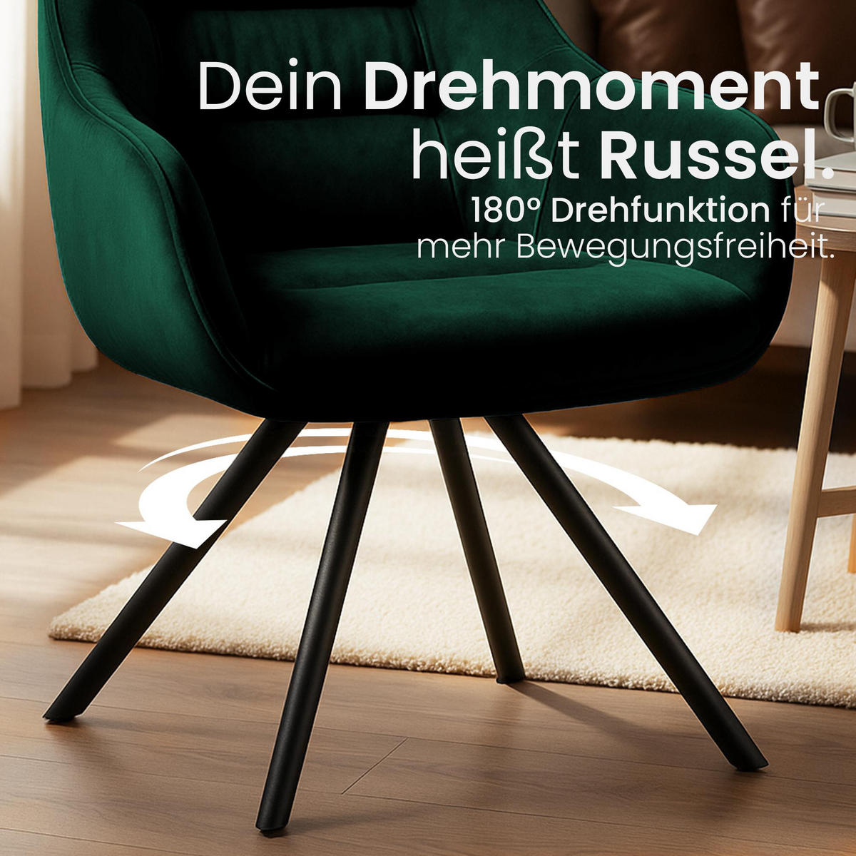 ARMLEHNENSTUHL Samt Grün - Schwarz/Grün, Textil/Metall (57/90/63cm) - CLP