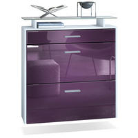SCHUHSCHRANK Malea Front in Brombeer Hochglanz - Brombeere, Holzwerkstoff (89/96/23cm) - Vladon