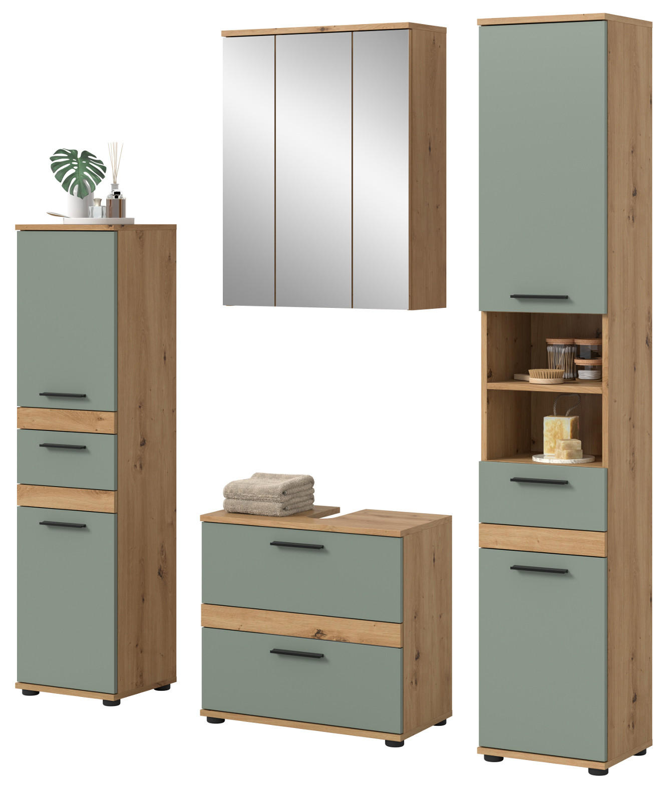 Inn.Furn Badmöbel-Set Salbeigrün 164x191x34 cm