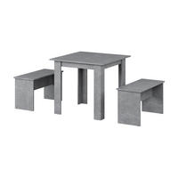 ESSTISCH SET Sentio Beton 80 x 80 cm mit 2 Bänken - Grau, Holzwerkstoff (80/73/80cm) - Vicco
