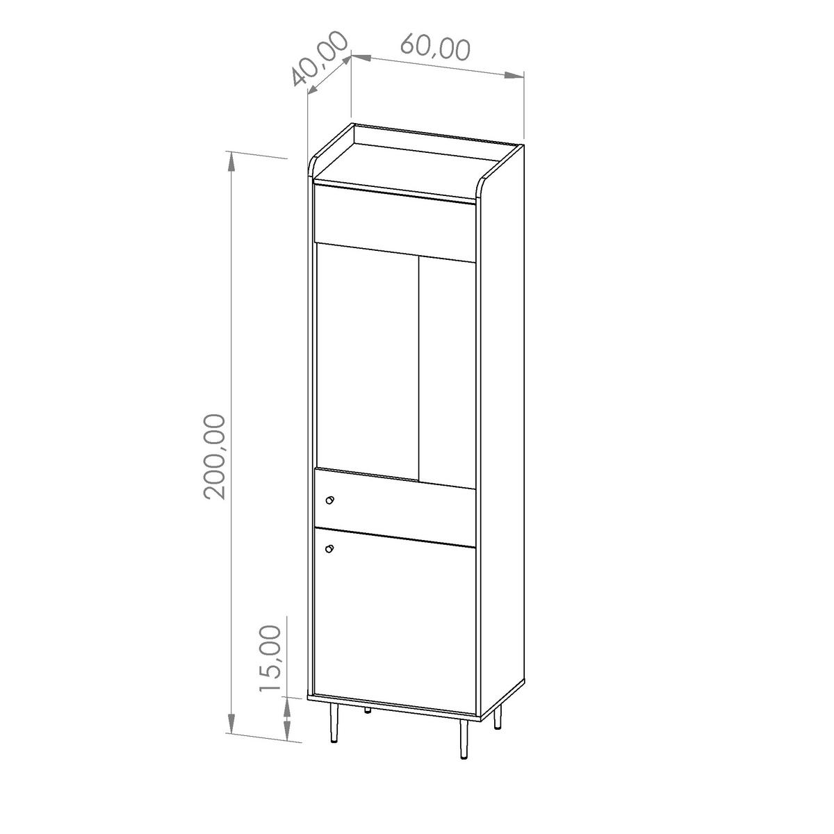 VITRINE Vasilia mit 2 Türen, Brandy Castello - Eichefarben, Holzwerkstoff (60/200/40cm) - Beautysofa