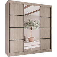 SCHWEBETÜRENSCHRANK Vilo II 200/61/215 eiche sonoma+schwarz - Schwarz/Sonoma Eiche, Holzwerkstoff (200/215/61cm) - Beautysofa
