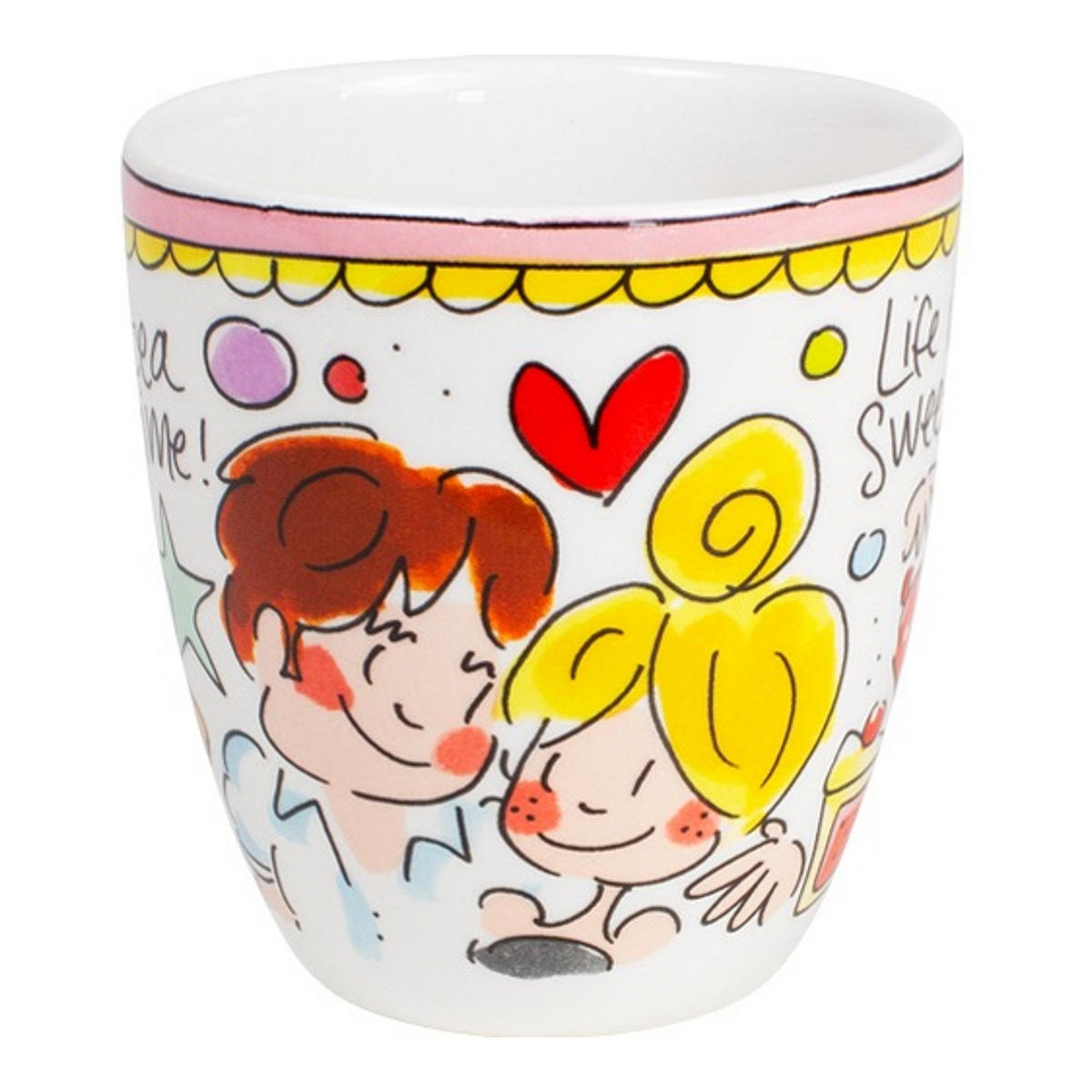 MINI-BECHER Rosa Rand in Bunt - 200 ml - Multicolor, Keramik (0.2L) - Blond Amsterdam