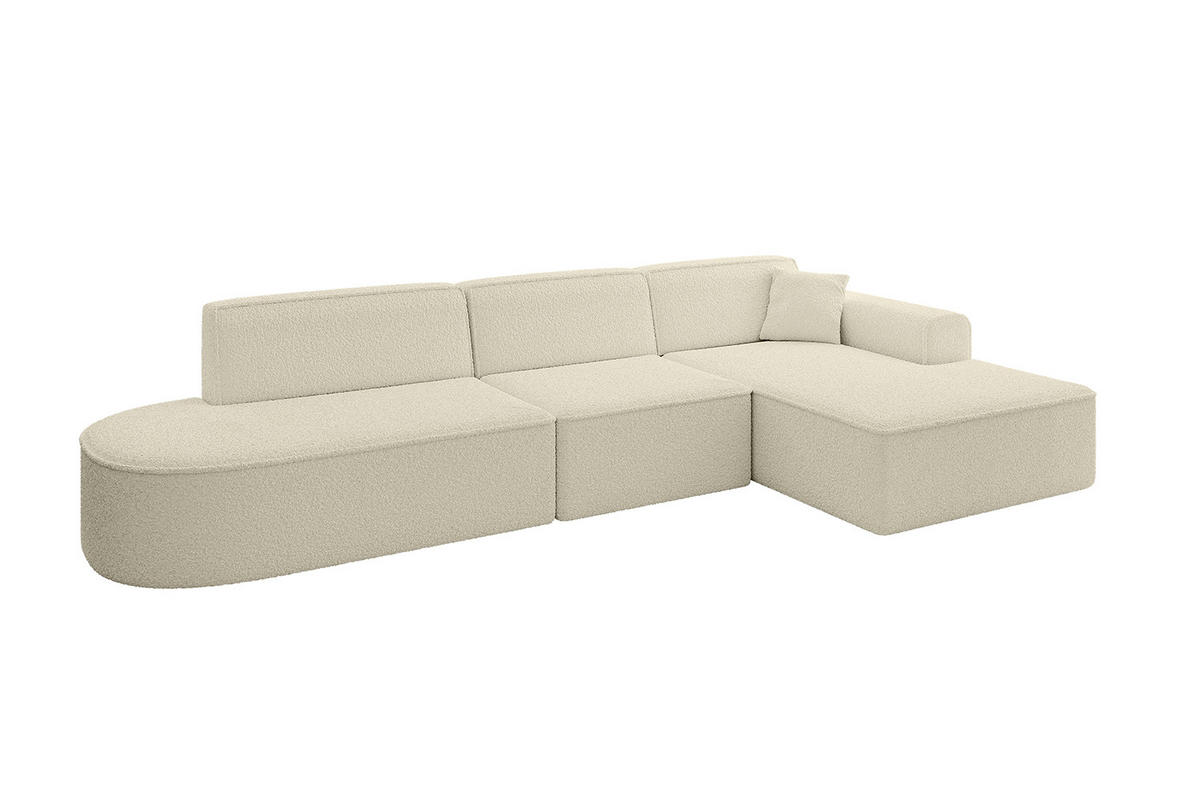 ECKSOFA Ottomane Rechts IREA-L2-v3 - 327x165x77 cm Beige - Creme, Holzwerkstoff/Textil (327/165cm) - ALTDECOR
