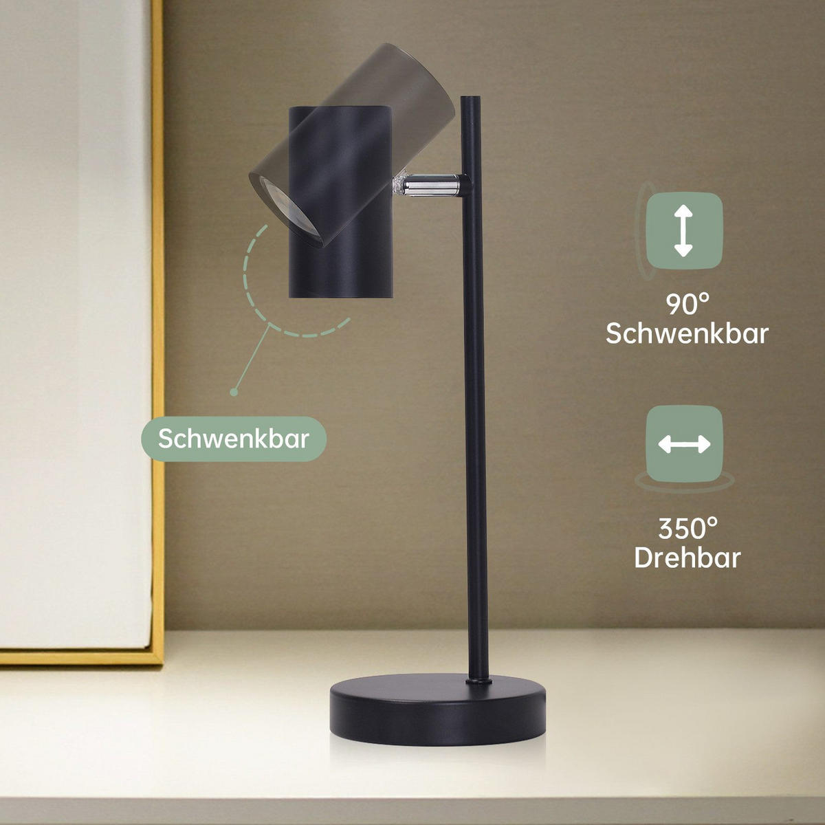 TISCHLEUCHTE Nathanson - Schwarz, Metall (12/13/35cm) - Nettlife