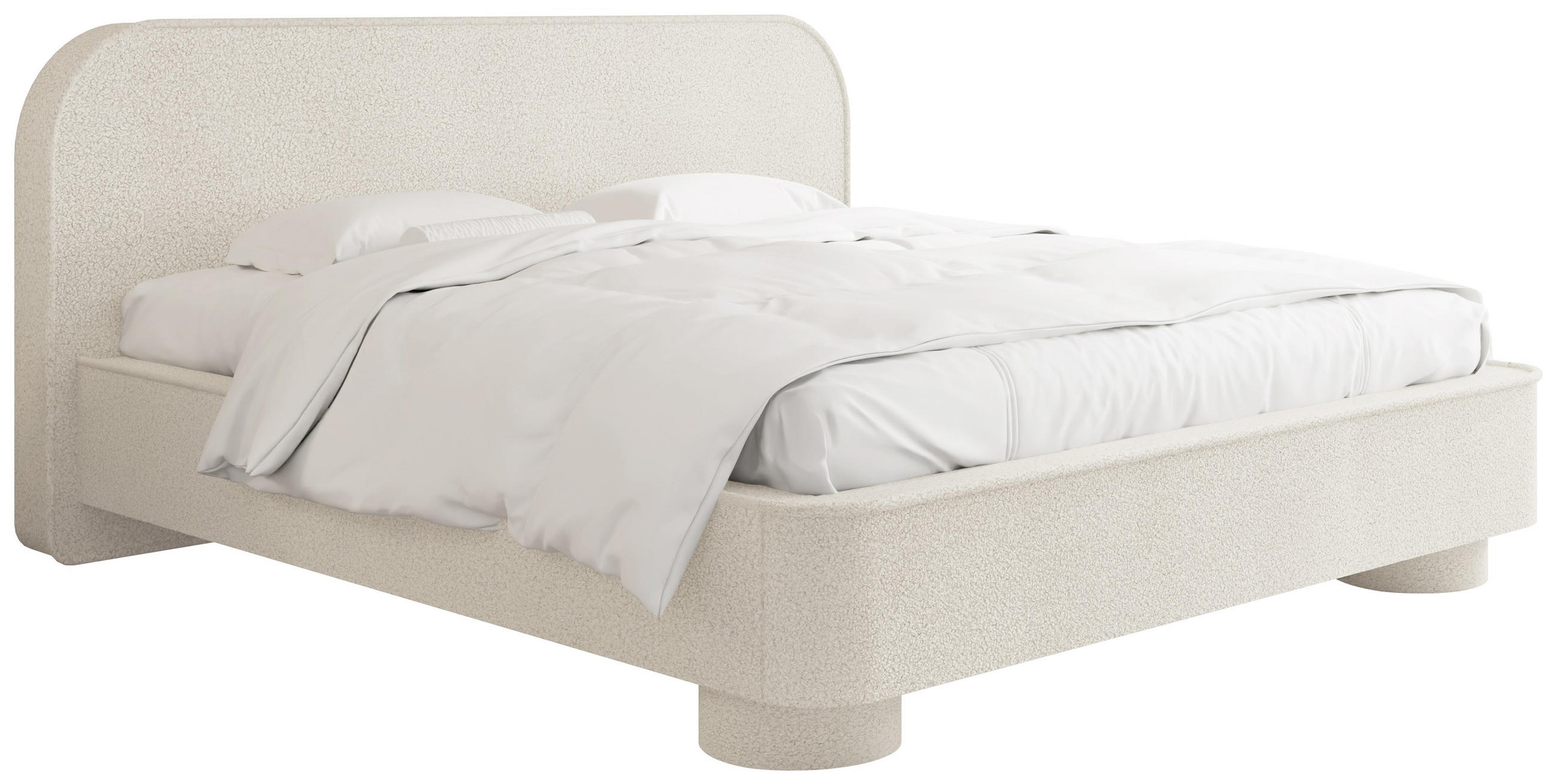 POLSTERBETT Aurora mit Bettkasten, Lattenrost & gepolsterten Füßen in Creme Boucle 160x200 cm - Birkefarben/Creme, Textil/Metall (160/200cm) - WFL GROUP