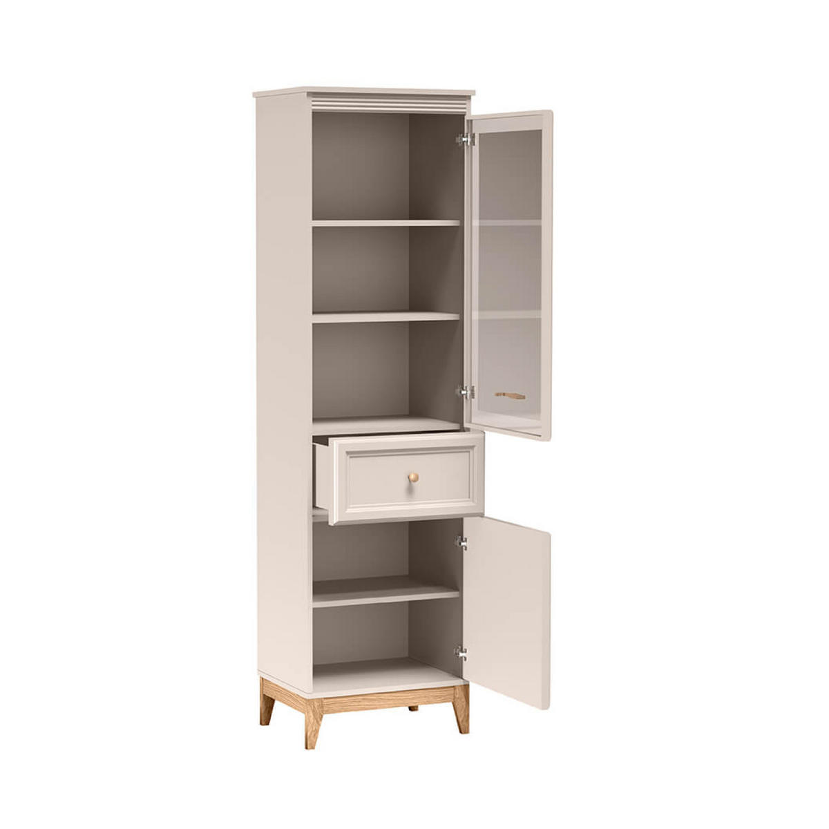 VITRINE Windsor W-6 55 x 193 x 40,5 cm Kaschmir - Kaschmir/Eichefarben, Eichenholz/Holzwerkstoff (55/193/40.5cm) - Koseto