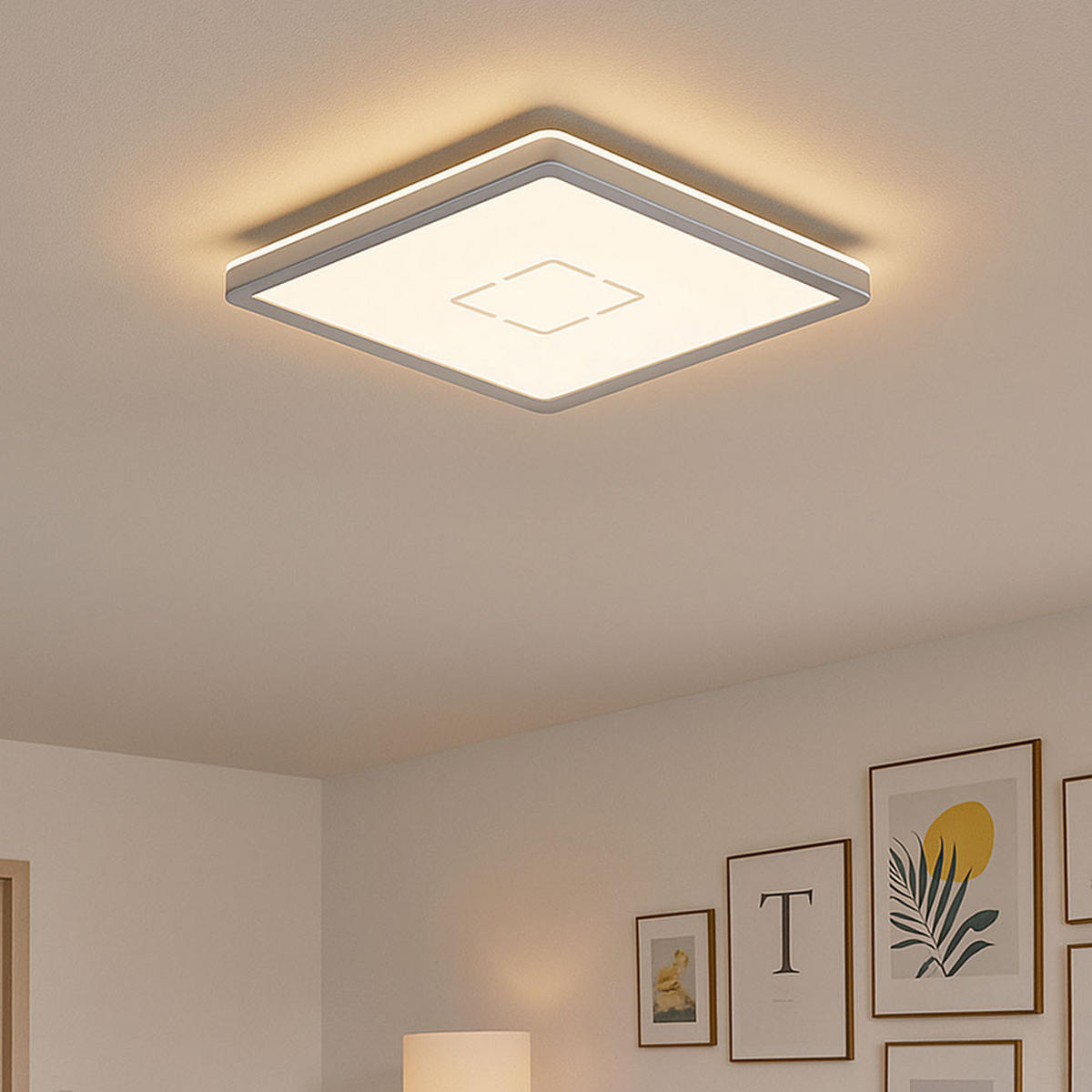 LED DECKENLEUCHTE Silber Backlight - Silberfarben, Kunststoff (29.3/29.3/2.8cm) - Briloner