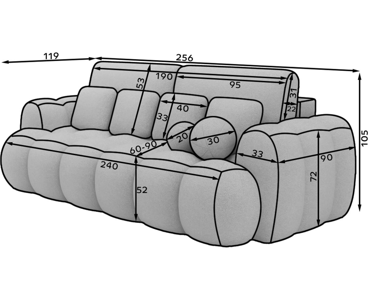 SCHLAFSOFA COTONN 256 cm – Modernes 3-Sitzer Sofa mit Schlaffunktion, Bettkasten und Dekokissen - Weiß, Kunststoff (256/119/105cm) - Wohnideebilder