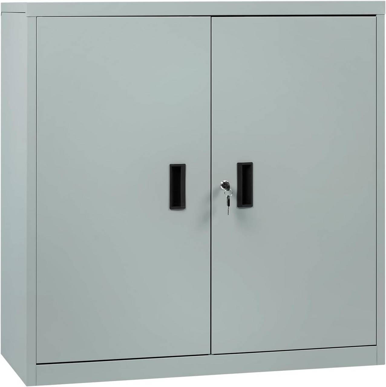 AKTENSCHRANK abschließbar, 90x92x40cm, Metall, Grau - Schwarz/Grau, Metall (90/92.5/40cm) - Woltu