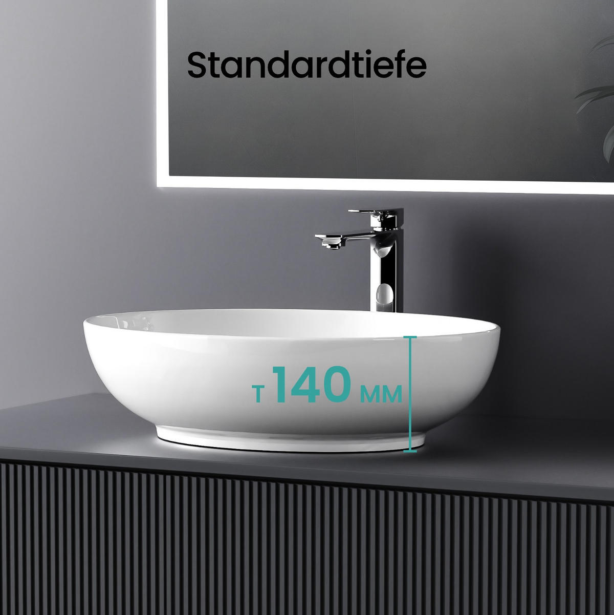 WASCHBECKEN Oval Keramik Weiß Glänzend 52 / 39,5 / 13 cm - Weiß, Keramik (39.5/13/52cm) - EMKE