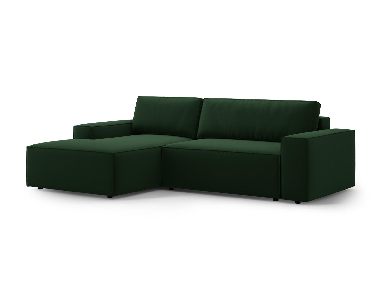 ECKSOFA ausklappbar links mit Container Jodie aus Samt flaschengrün 3 Sitzplätze - Dunkelgrün, Textil (246/151cm) - Micadoni