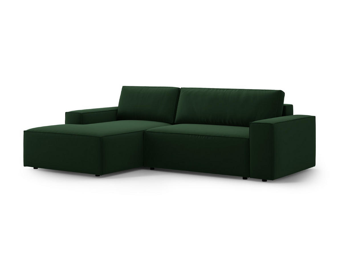 ECKSOFA ausklappbar links mit Container Jodie aus Samt flaschengrün 3 Sitzplätze - Dunkelgrün, Textil (246/151cm) - Micadoni