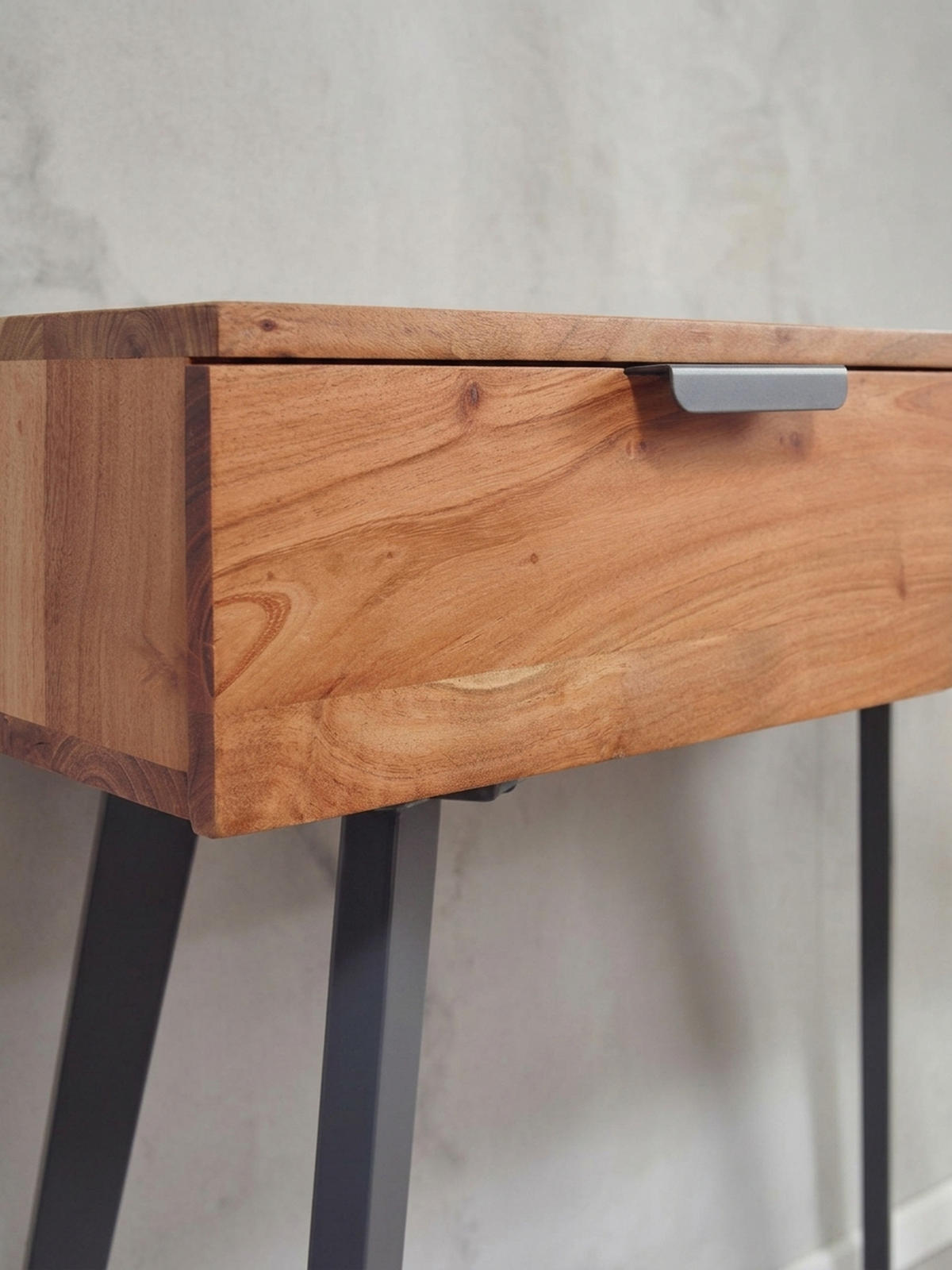 KONSOLENTISCH – Massivholz/Metall, 2 Schubladen, individuelles Design - Beige/Anthrazit, Holz/Metall (36/90/78cm) - KADIMA DESIGN