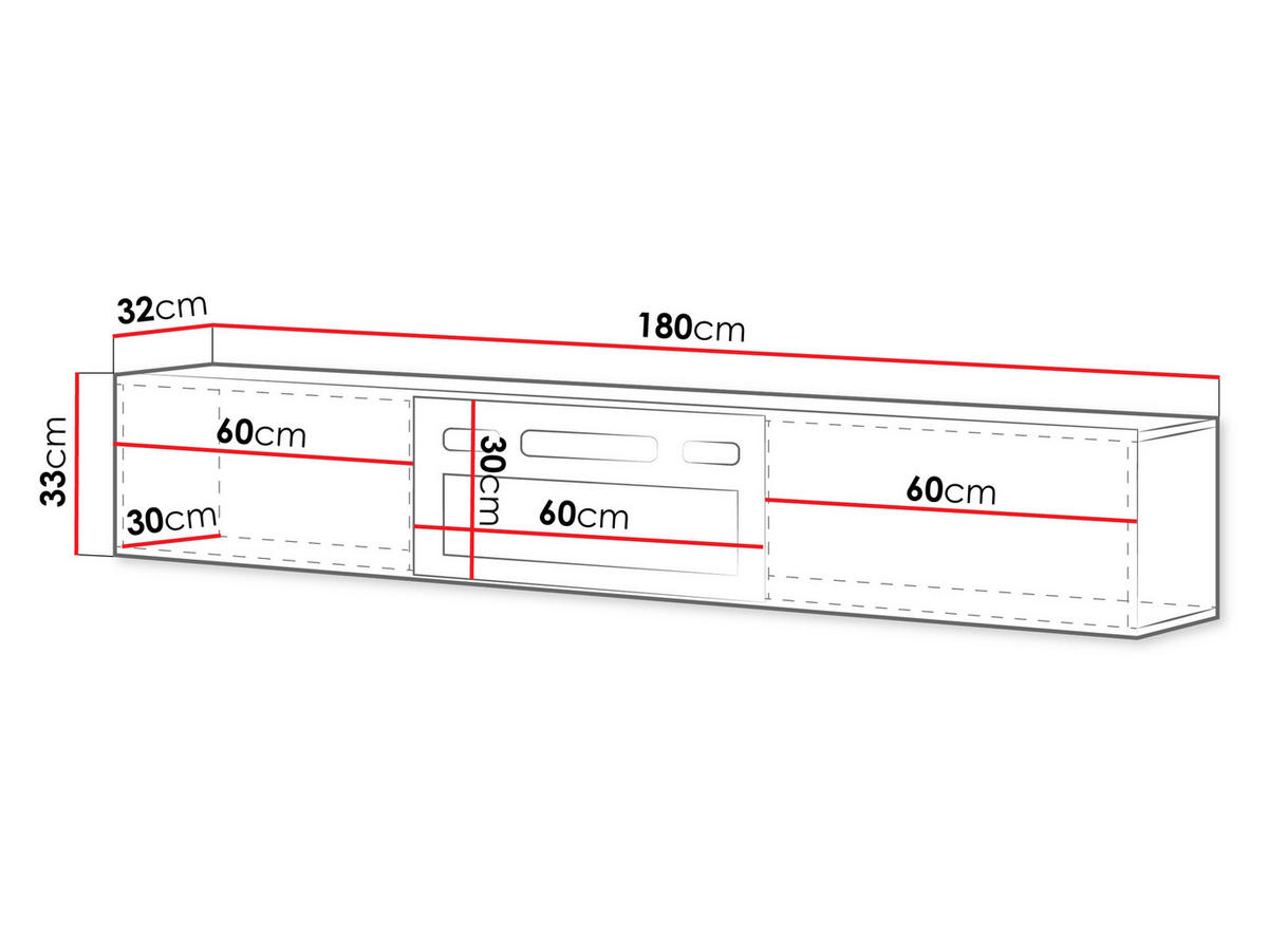 TV-LOWBOARD Govi 180 EF mit Kamin - Kaschmir, Holzwerkstoff (180/33/32cm) - MIRJAN24