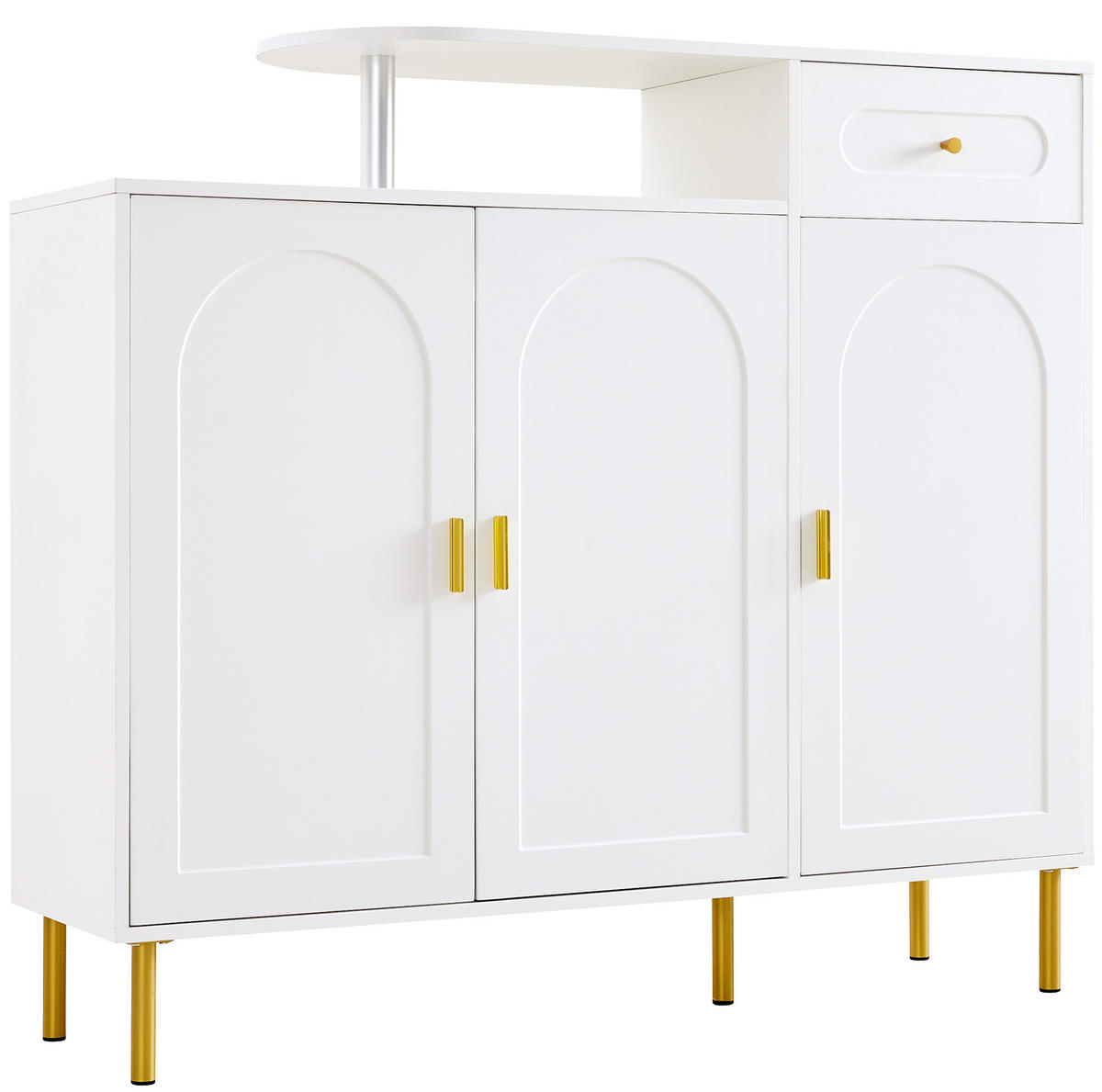 KOMMODEN-SIDEBOARD 120/35/92 cm mit 3 Türen & Schublade in Weiß - Weiß, Holzwerkstoff (120/92/35cm) - BEAOK