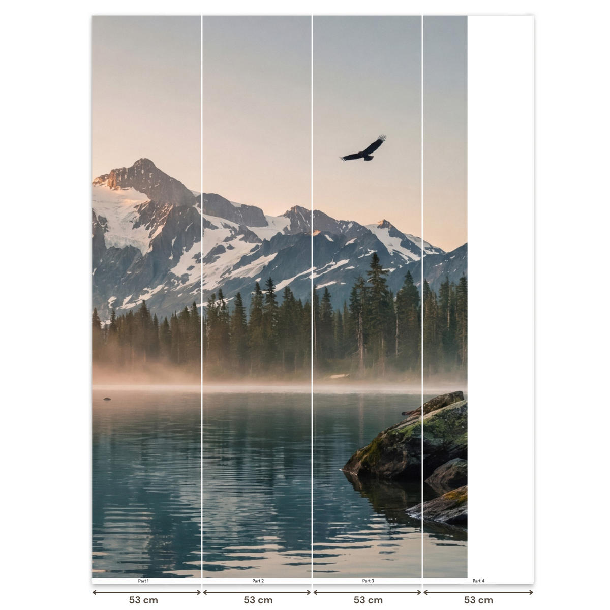 TAPETE - Berge - Wasser - Bäume - 180x280 cm - Multicolor, Papier (180/280cm) - OnlyWow