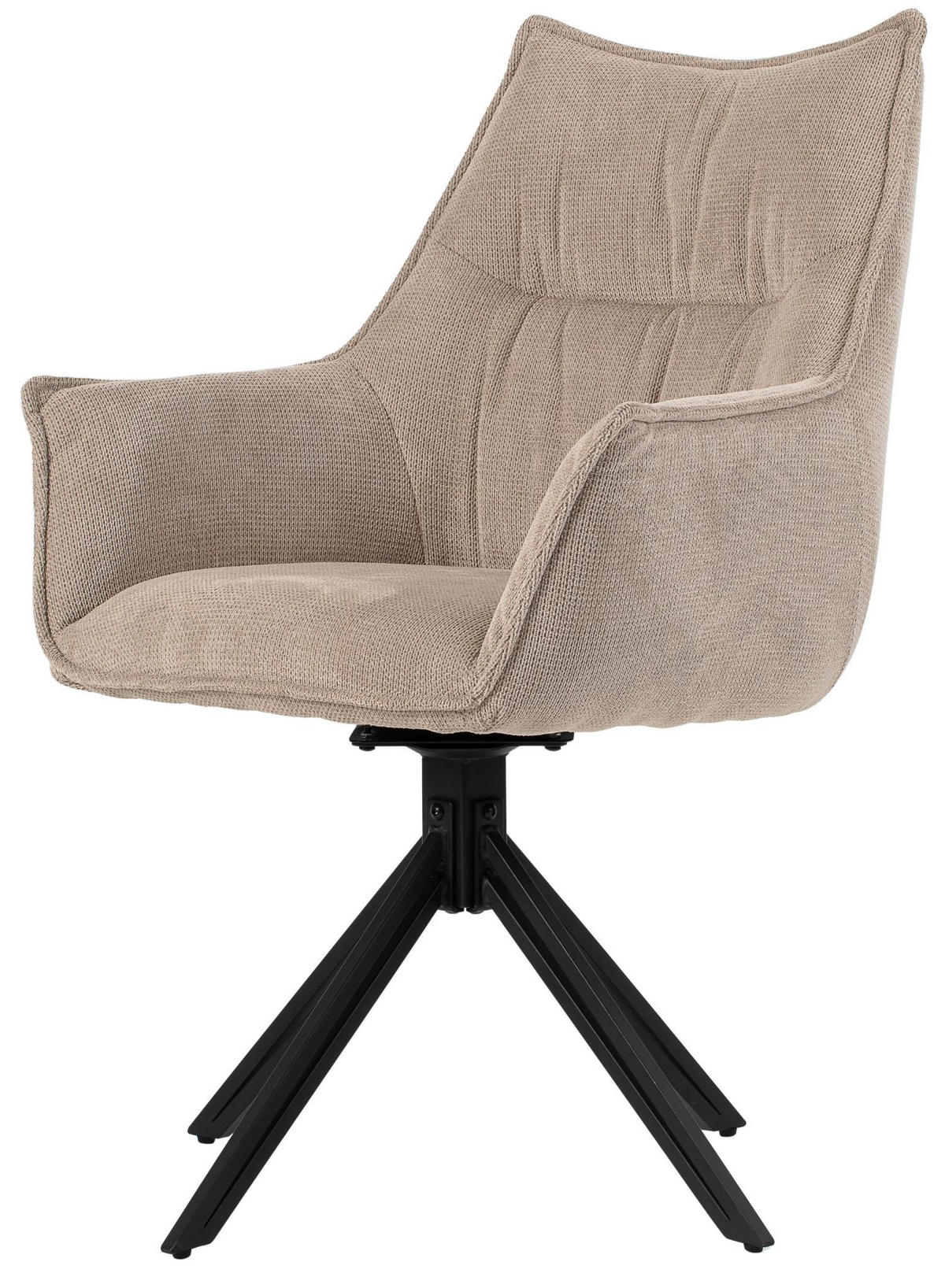 DININGSESSEL Ginosa - drehbar - beige - Beige/Schwarz, Textil/Metall (62/90/66cm) - bene living