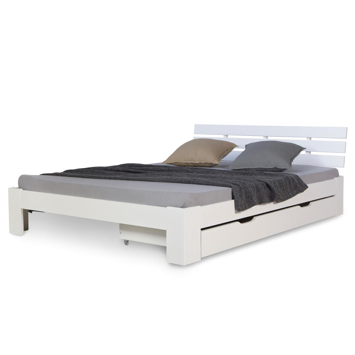 BETTSCHUBKASTEN Weiß 173 x 63 - Weiß, Holz - Homestyle4u