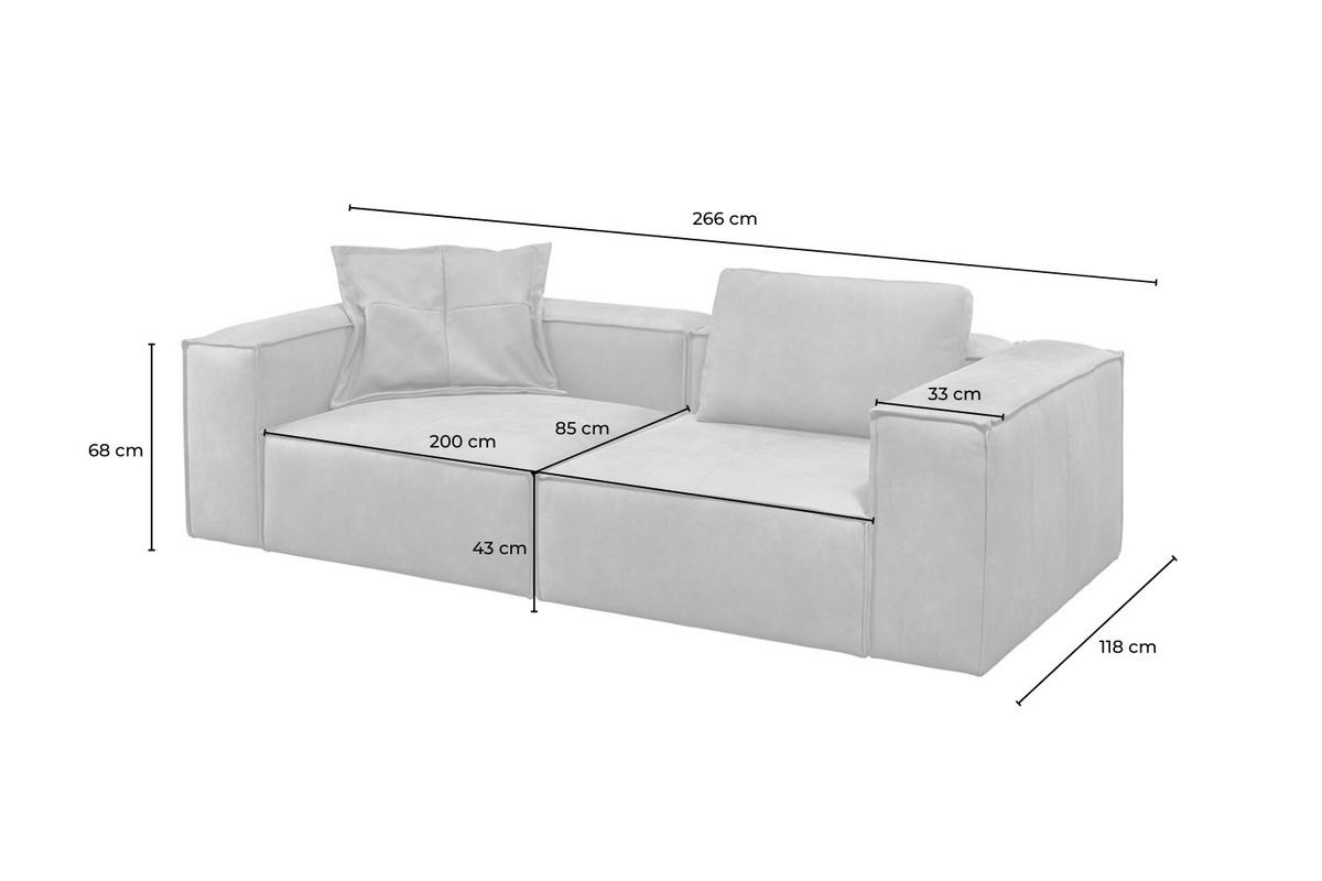 SOFA CARMO Anthrazit Leder - Anthrazit/Schwarz, Leder/Kunststoff (266/68/118cm) - KAWOLA